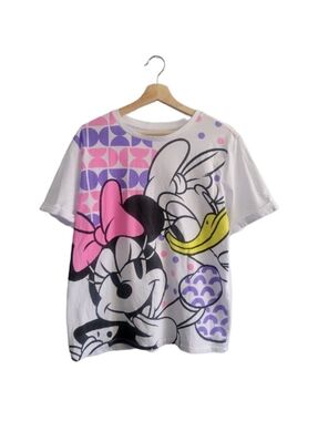 DISNEY Minnie Mouse Graphic Tee Size M Pink Purple Retro Print